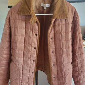 Casual Corner Vintage Brown Quilted Corduroy Collar